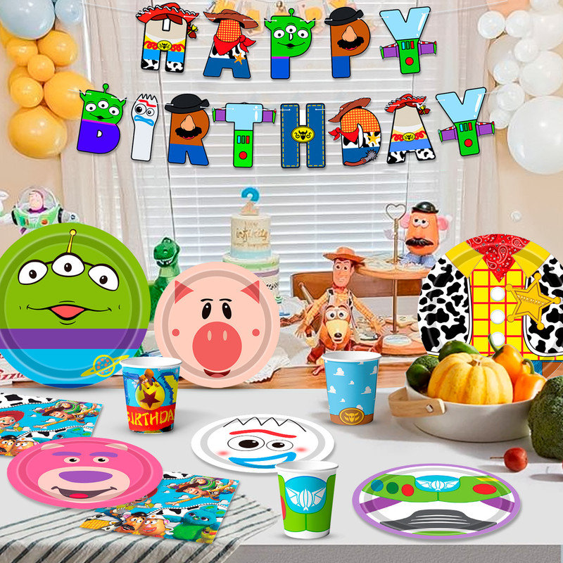 Ensemble de décorations de fête d'anniversaire pour enfants Toy Story, 133 pièces