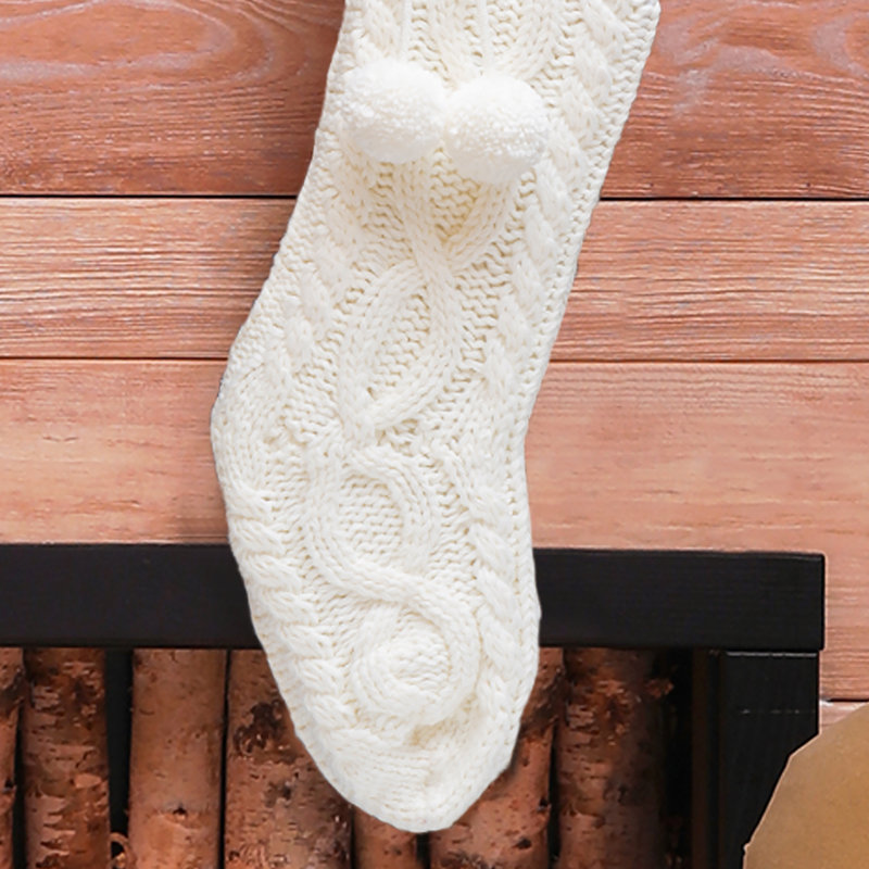Chaussette de Noël tricotée, Blanc