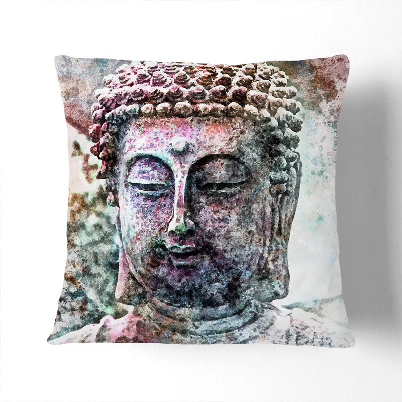 Peaceful Buddha Cushion with Filling, Stone, 55cm H x 55cm W x 20cm D