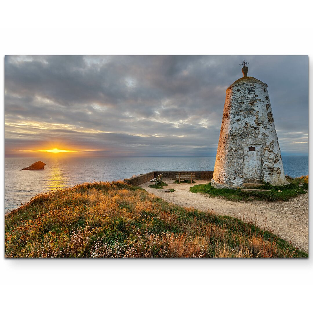 Leinwandbild Alter Leuchtturm bei Portreath in Cornwall