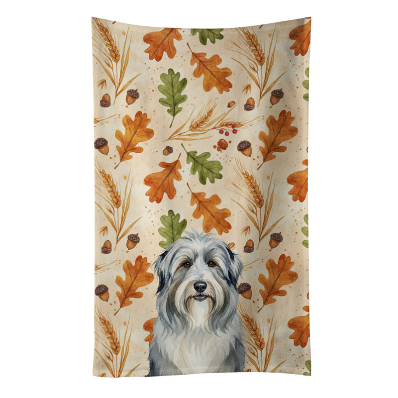 Bearded Collie Heirloom Fall Kitchen Towel, Bearded Collie