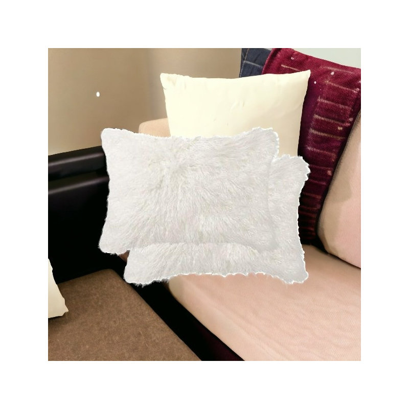 Set of Two 12" X 20" Blush Cowhide Throw Pillow, Off White