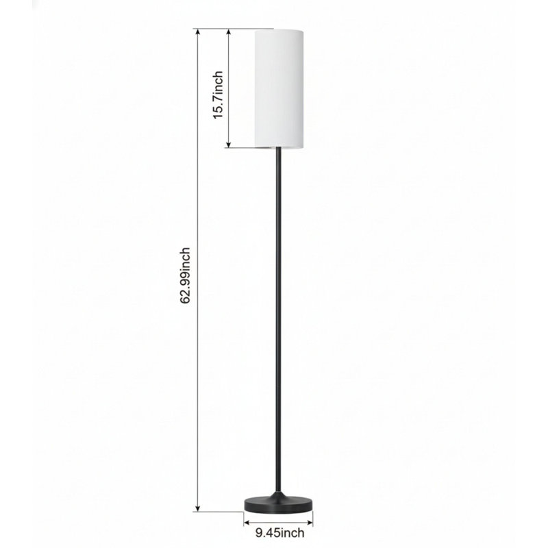 Grande lampe sur pied à intensité variable, ampoule DEL 12 W avec abat-jour, interrupteur au pied, pôle de température de couleur personnalisé à distance pour la chambre à coucher, le bureau, les enfants et le salon, noir