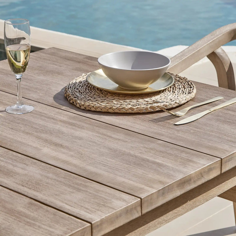 6 - Person Acacia Wood Patio Dining Set with Rectangular Table, No