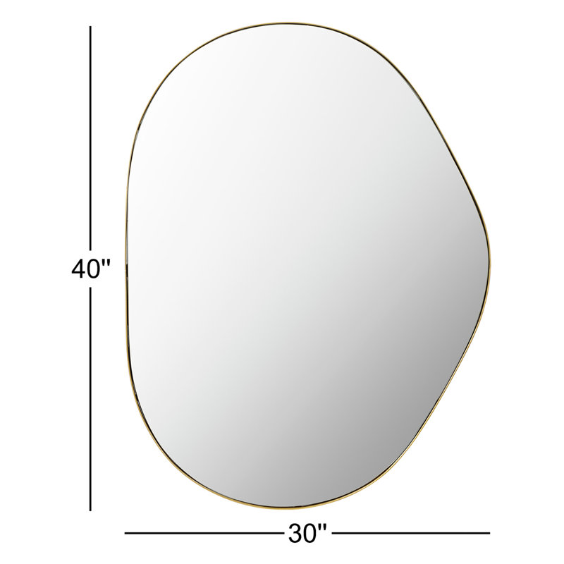 Kest Metal Asymmetrical Wall Mirror, Gold, 40" x 30"