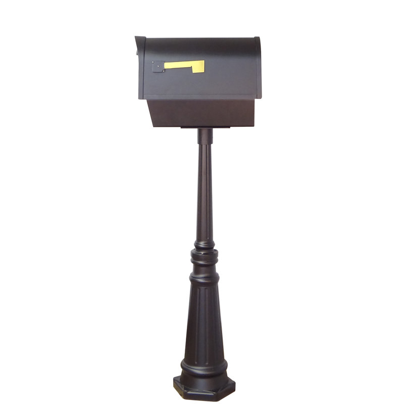 Classic Aluminum Post Mounted Mailbox with Magnetic Closure