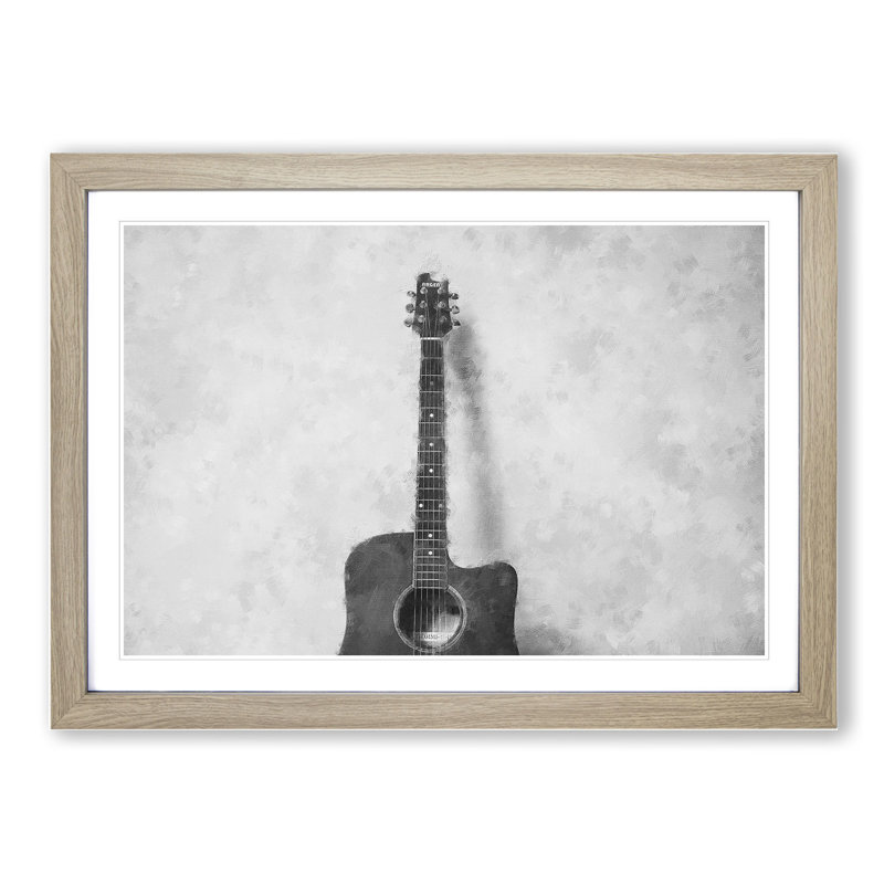 Acoustic Guitar Vol.2 - Picture Frame Graphic Art, 36cm H x 48cm W x 2cm D, Oak Framed