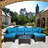 Outdoor Garden : 7 Pe With Delicate Sponge Cushions And Coffee Table - Living Furniture Table: