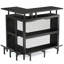 Unité de bar en forme de L de 36 po x 48 po avec repose-pieds - Armoire de coin moderne avec tablettes à 2 niveaux et supports en verre, mini table de bar industrielle noire pour la maison, la cuisine ou le pub
