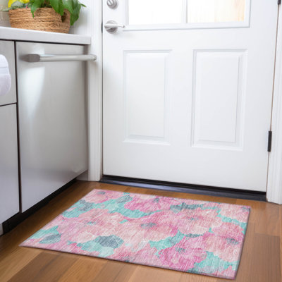 Tapis rose intérieur / extérieur lavable à la machine Claudian ACN1545