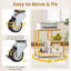 2 Pcs Modern G-shaped End Table With Storage Shelves & Lockable Casters For Living Room-496482286-496482287