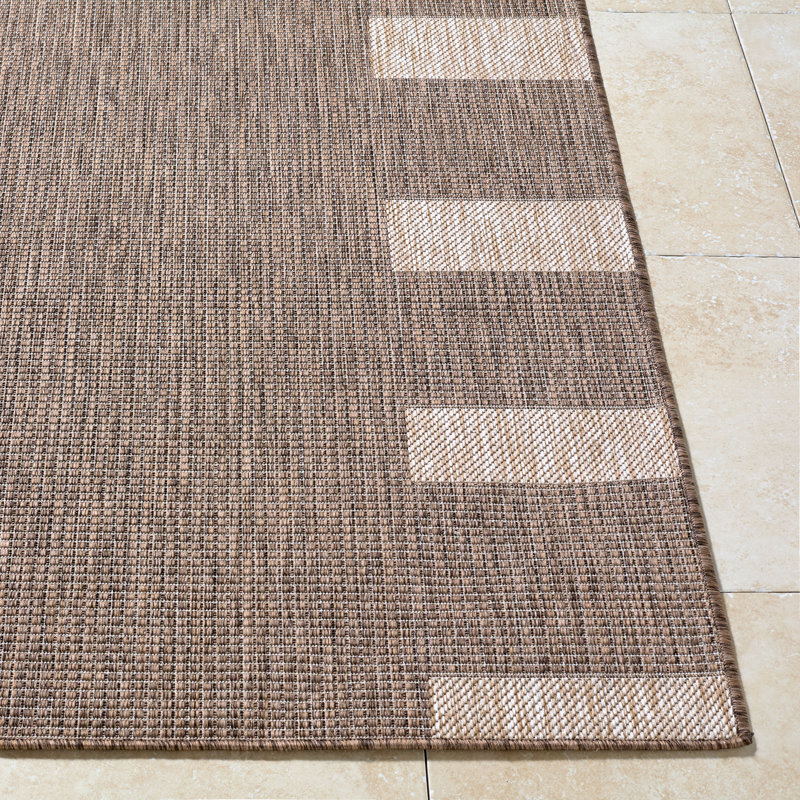 Galey Alix x Livabliss Boxwood Outdoor Machine Woven Rug, Rectangle 9'2" x 12', Brown