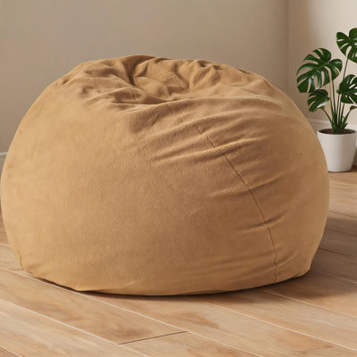 Fauteuil à billes en mousse de bois déchiqueté brun, housse en microsuède amovible, salon spacieux de 5 pieds pour la lecture dans la chambre à coucher