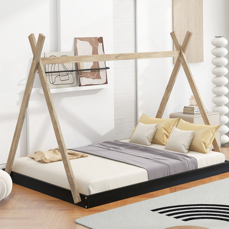 Lit sur pied avec structure triangulaire, Naturel, Double