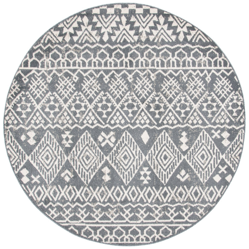 Tapis ivoire / gris anthracite Betty Southwestern, Rond 6 pi 7 po