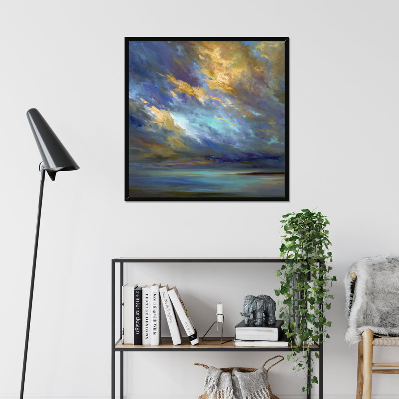 Coastal Clouds #30 by Sheila Finch - Painting, Black Framed Paper Print, 80cm H x 80cm W x 2.3cm D