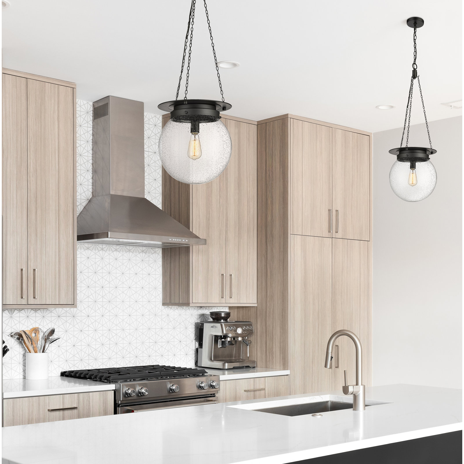 Zella Single Light Glass Dimmable Pendant, 86.75" H x 13" W x 13" D, Matte Black, Clear