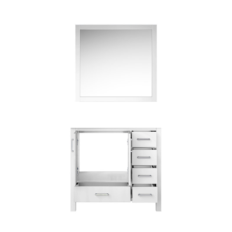 Dark Grey Bath Vanity 36 in. W x 22 in. D, Left Offset and 34 in. Mirrors, White