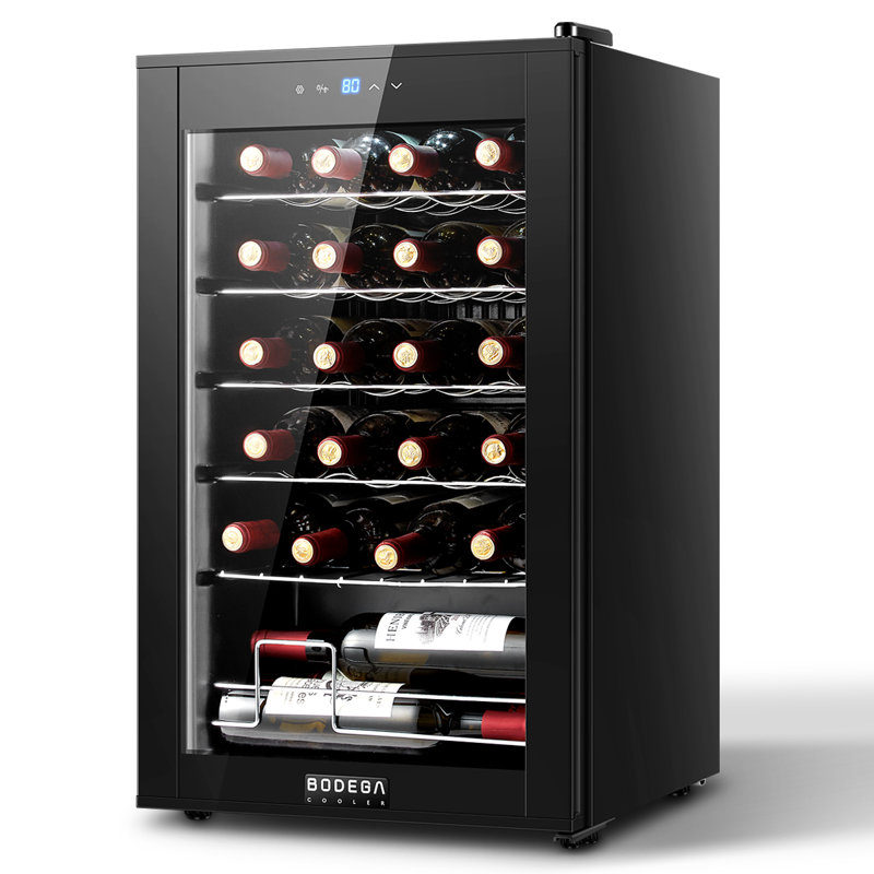 24 Bottle Wine Refrigerator – Quiet Freestanding Mini Fridge For Red, White, And Sparkling Wines, Digital Thermostat, Ideal For Home, Kitchen, Or Bedroom Use-Black