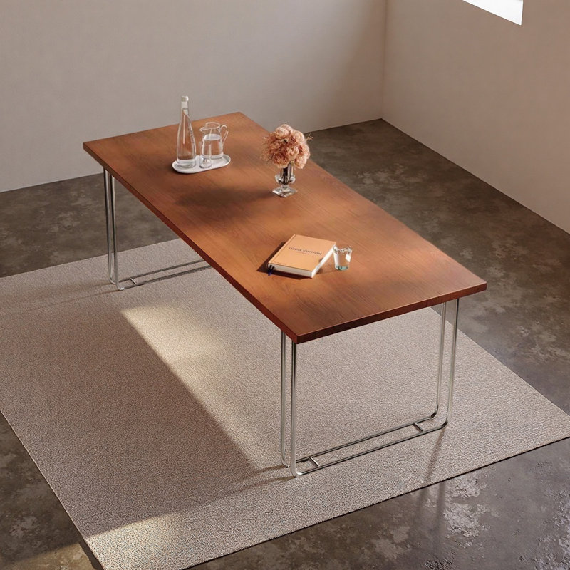 Élégant bureau rectangulaire en acier inoxydable, H 29,52 po x l 94,49 po x P 31,49 po