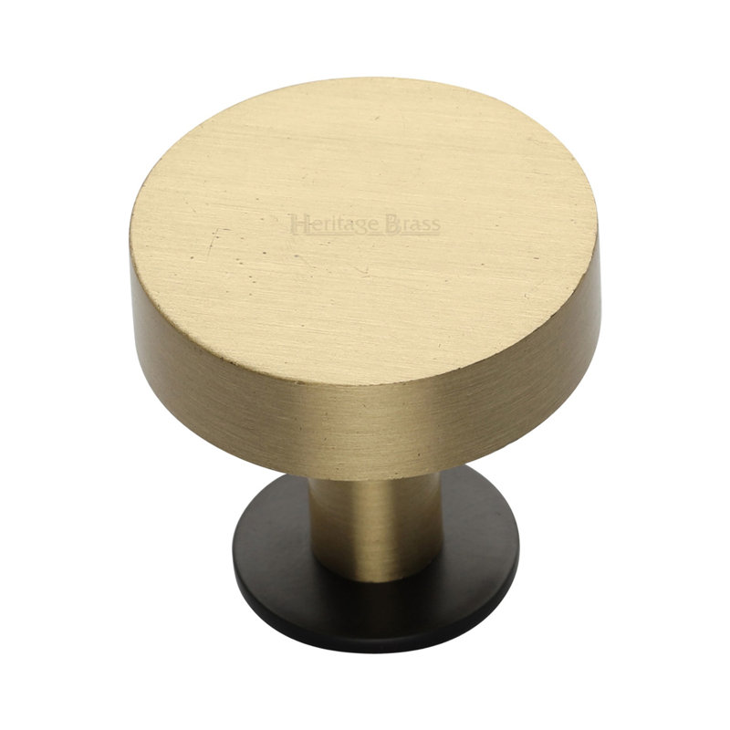 Heritage Brass Heritage Cabinet Knob Disc Design with Base, Satin Brass, 3.2cm H x 3.8cm W x 3.8cm D