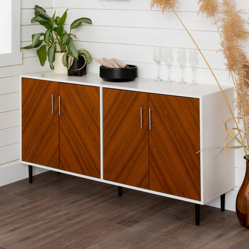 Buffet de porte Mid-Century , Teck / Blanc