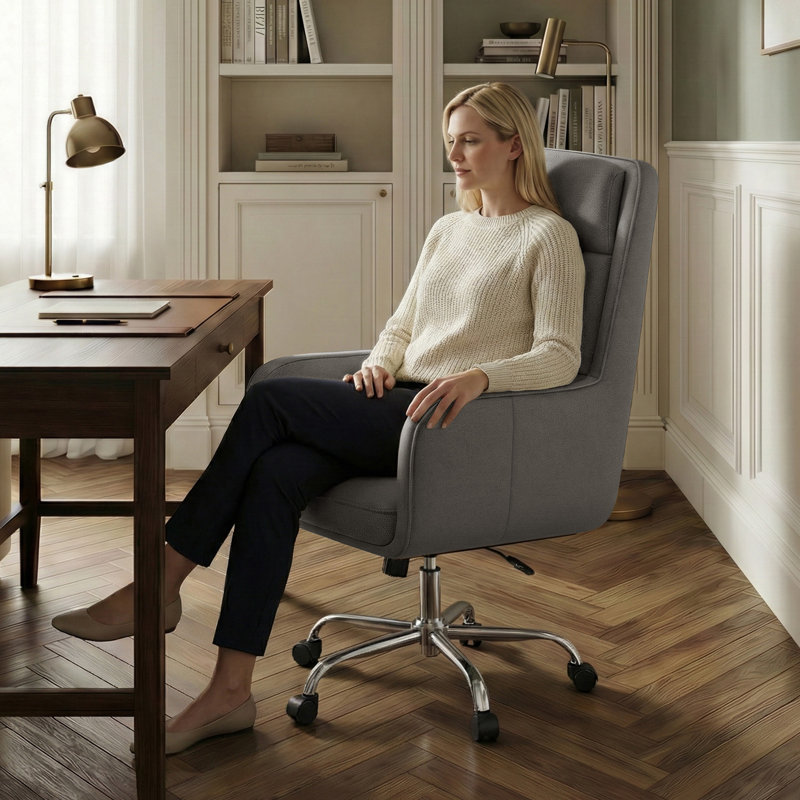 Fauteuil de direction pivotant avec appui-tête Modern, Gris foncé