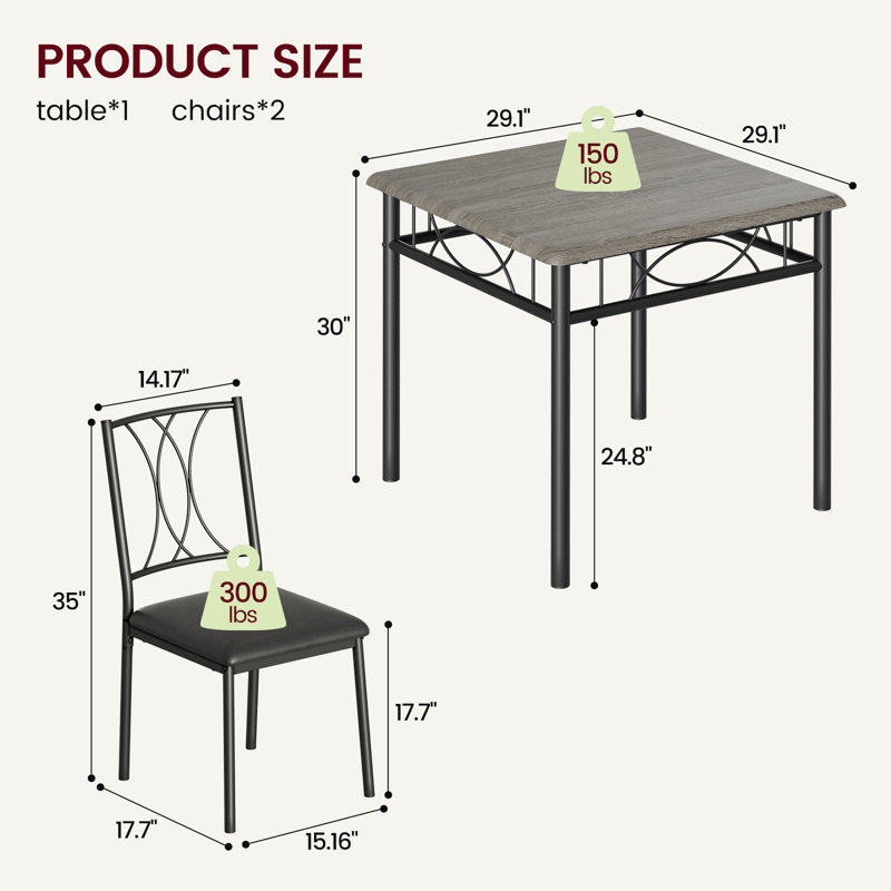 Dining Table Set for 2, Gray