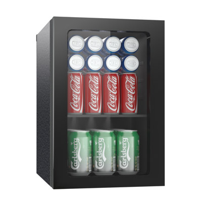 BackID 0.9 Cu.Ft 24 Can Beverage Refrigerator, Compact Mini Fridge with Temperature Control, Quiet Work, Clear Door, Adjustable Shelves
