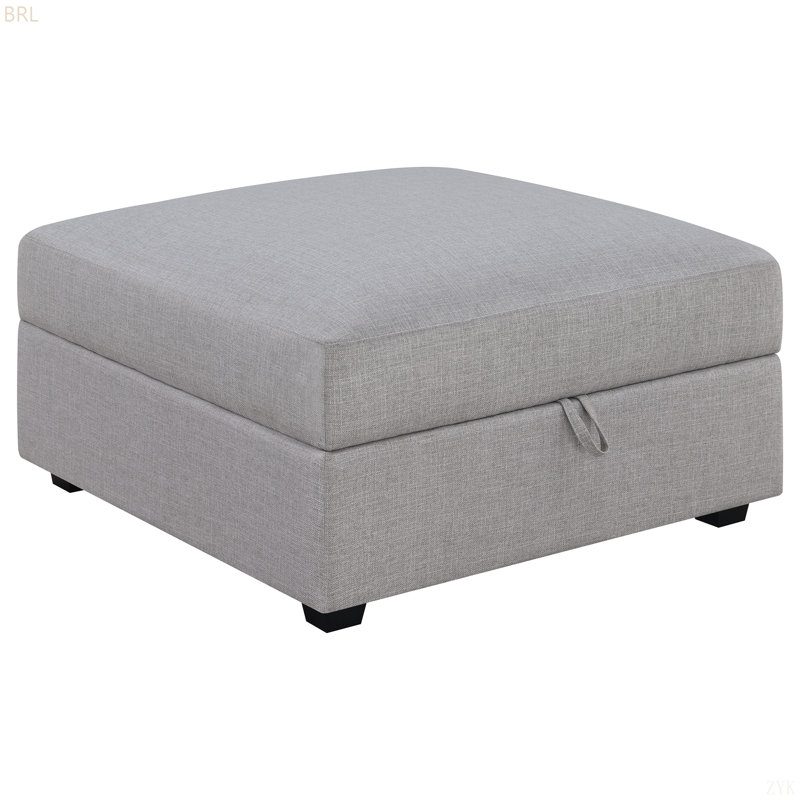 Grey Square Upholstered Storage Ottoman