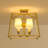 Aurevane 4-Light Dimmable Square Cage Fabric Shade Semi-Flush Mount Ceiling Light
