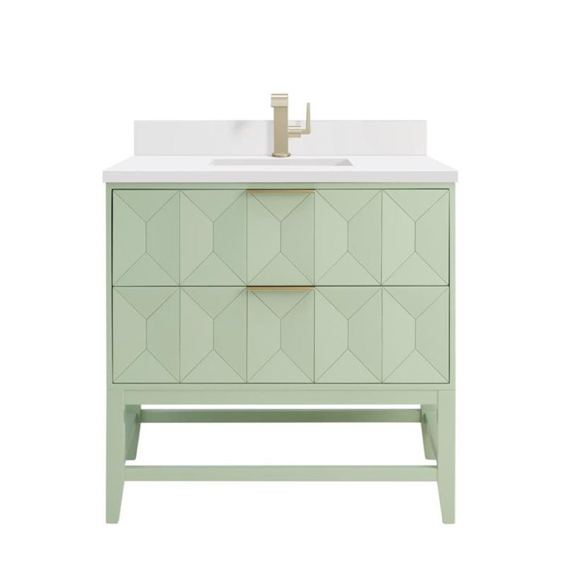 Emmeline 36" Single Bathroom Vanity Set, White Zeus, Single-Hole, Pistachio