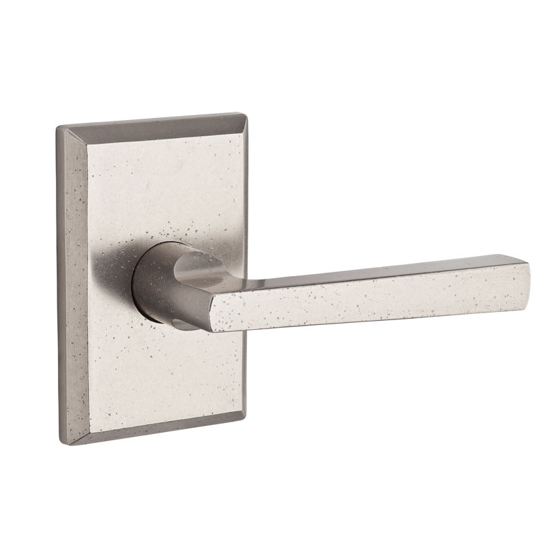 Taper Single Dummy Door Lever with Rustic Square Rose, Right, White Bronze