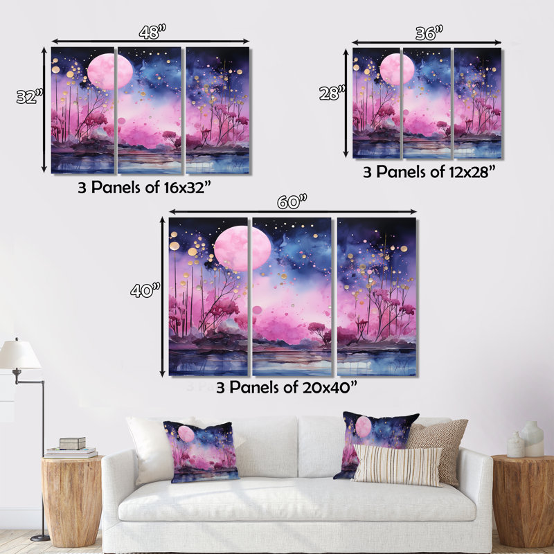 Cosmic Collage II, impression de 3 pièces, H 28 po x l 36 po x P 1 po, Wrapped Canvas