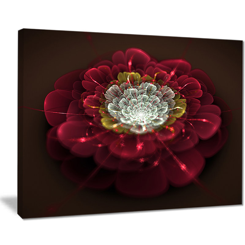 «Red Fractal Flower with White», impression sur toile tendue, H 30 po x l 40 po x P 1 po, Toile tendue