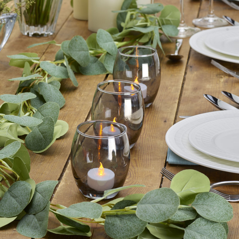 Gray Glass Tabletop Votive Candle Holder Set of 3
