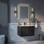 Meuble-lavabo mural simple 30 po avec tiroirs à chevrons texturés et lavabo en céramique intégré, noir