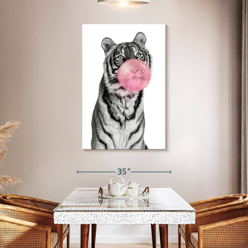 Impression sur toile Tiger Bubble Gum, H 48 po x l 32 po x P 1,25 po