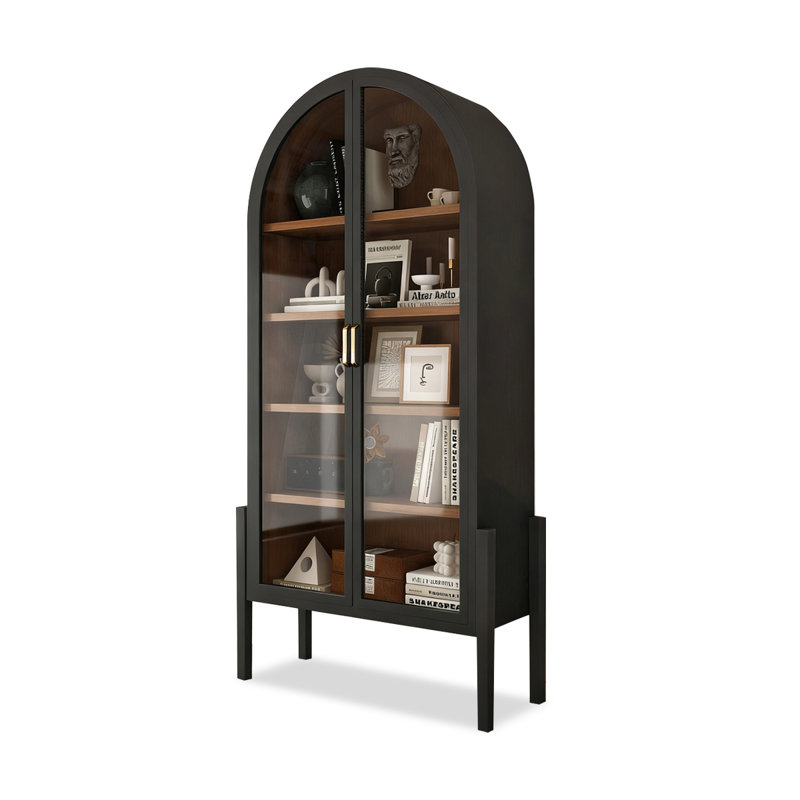 Black Solid Wood + Tempered Glass Display Cases, Black