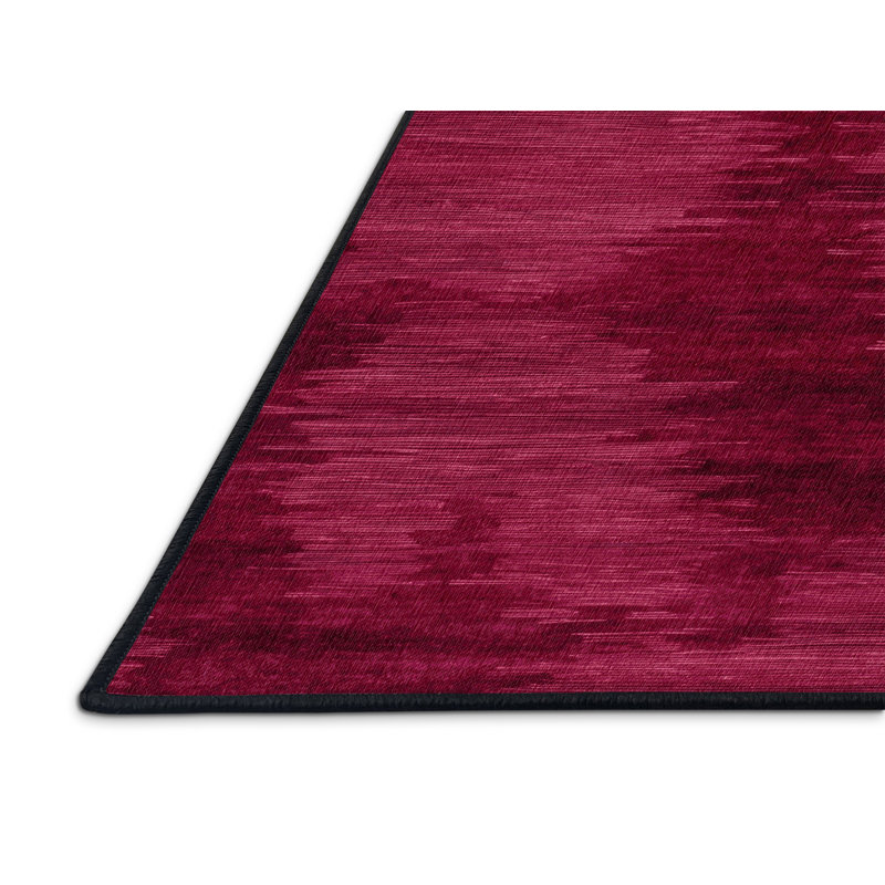 Machine Washable Abstract Red Area Rug