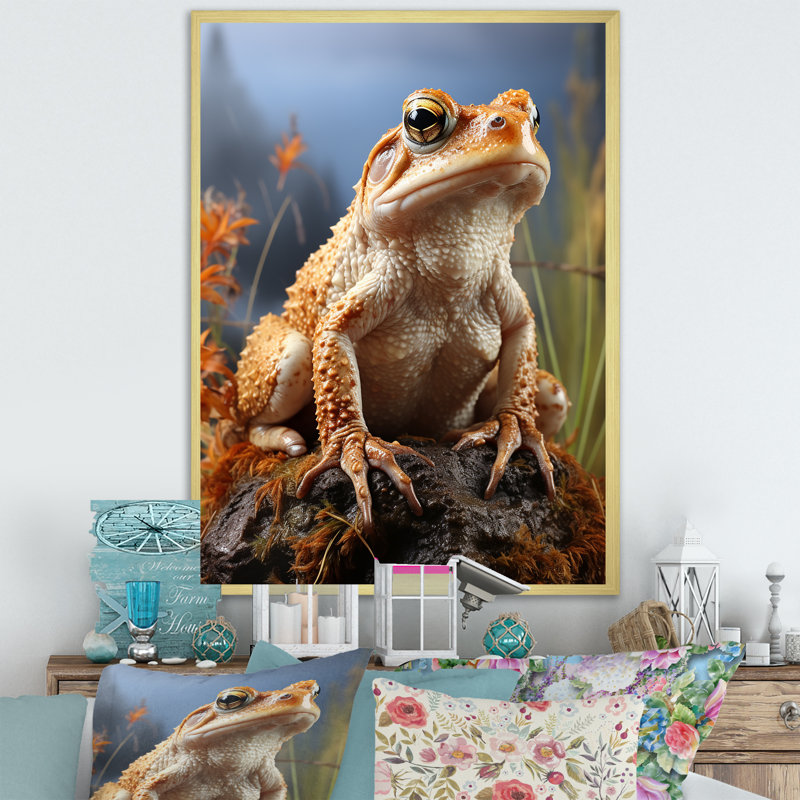 Portrait de grenouille classique sur toile, Silver Picture Framed, 32" H x 24" W
