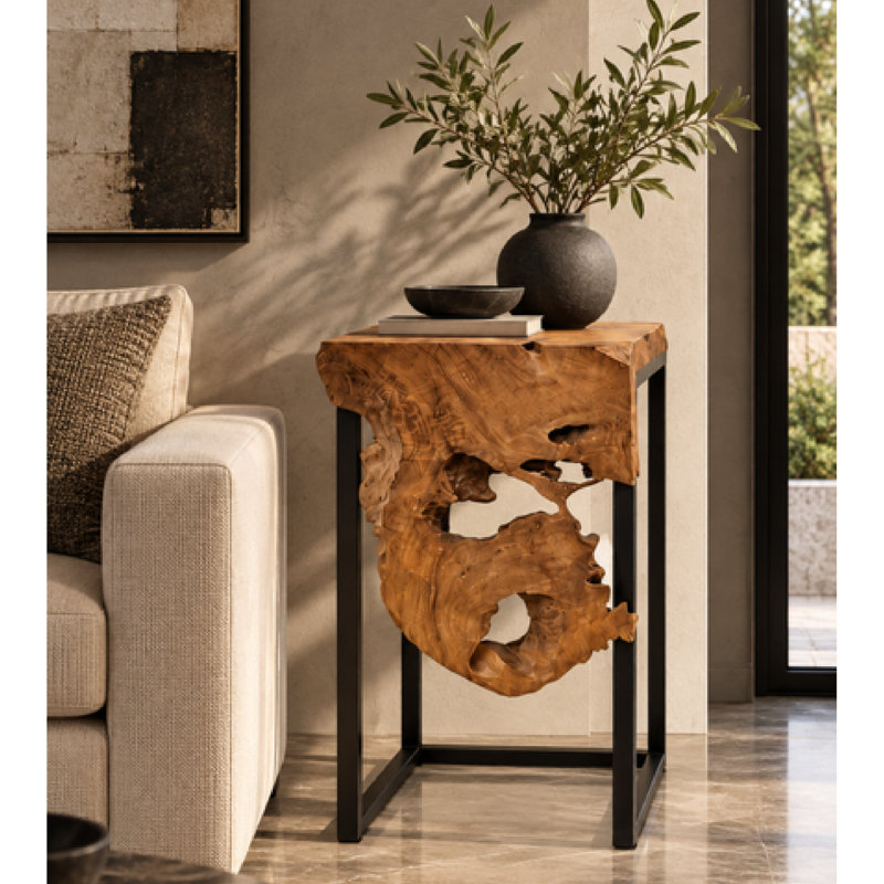 Table d'appoint Wave en racine de teck recyclée