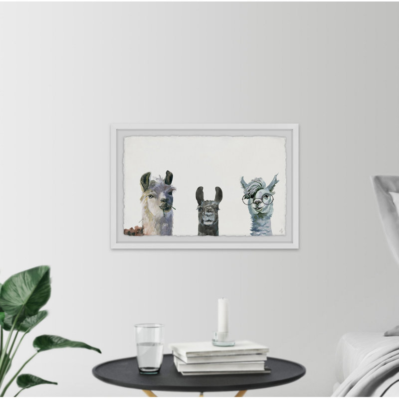 Art encadré Agawam Llama Squad, H 24 po x l 36 po x P 1,5 po, Cadre blanc