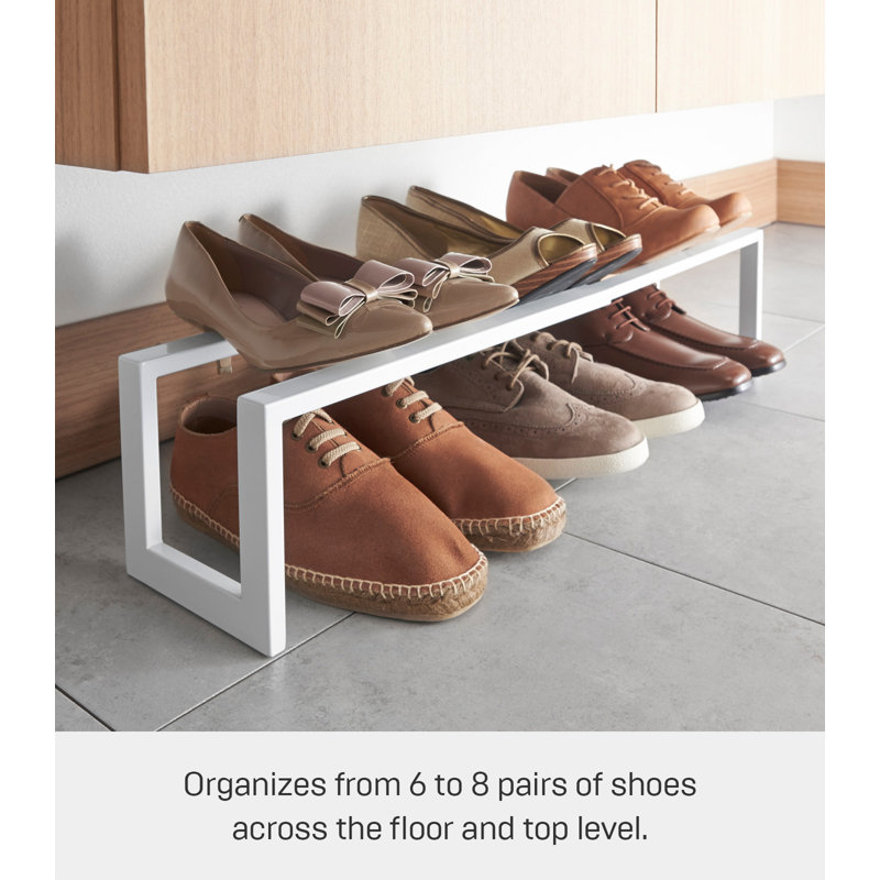 White Adjustable Stackable Metal Shoe Rack