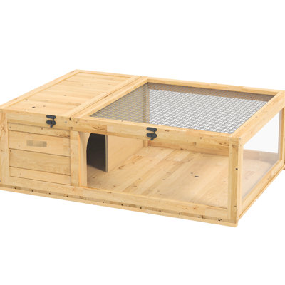 Reptile Habitat - Wooden House For Geckos, Turtles. 2, Safe, With Viewing Options Yellow Construction