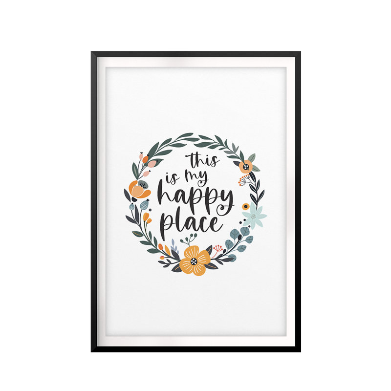 This Is My Happy Place - Reproduction d'art textuel sur cadre en plastique, H 7 po x l 5 po x P 0,005 po