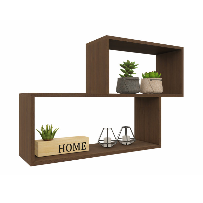 Jhosue 2 Piece Square Cube Shelf, Dark Brown