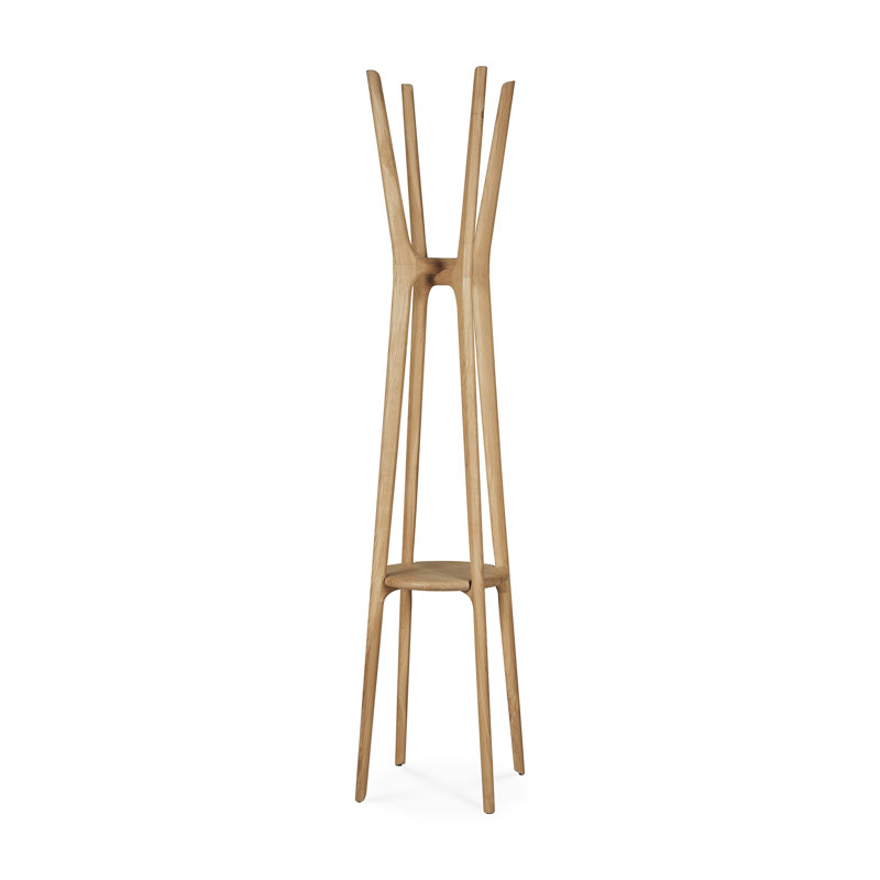 PI Solid Wood 4 - Hook Freestanding Coat Rack, Natural
