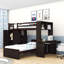 Lit superposé simple en bois 2 tiroirs avec bureau intégré et tablettes Curt Kids-2099510682