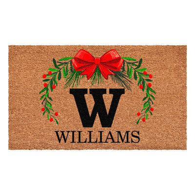 Paillasson couronne de Noël personnalisé, lettre W